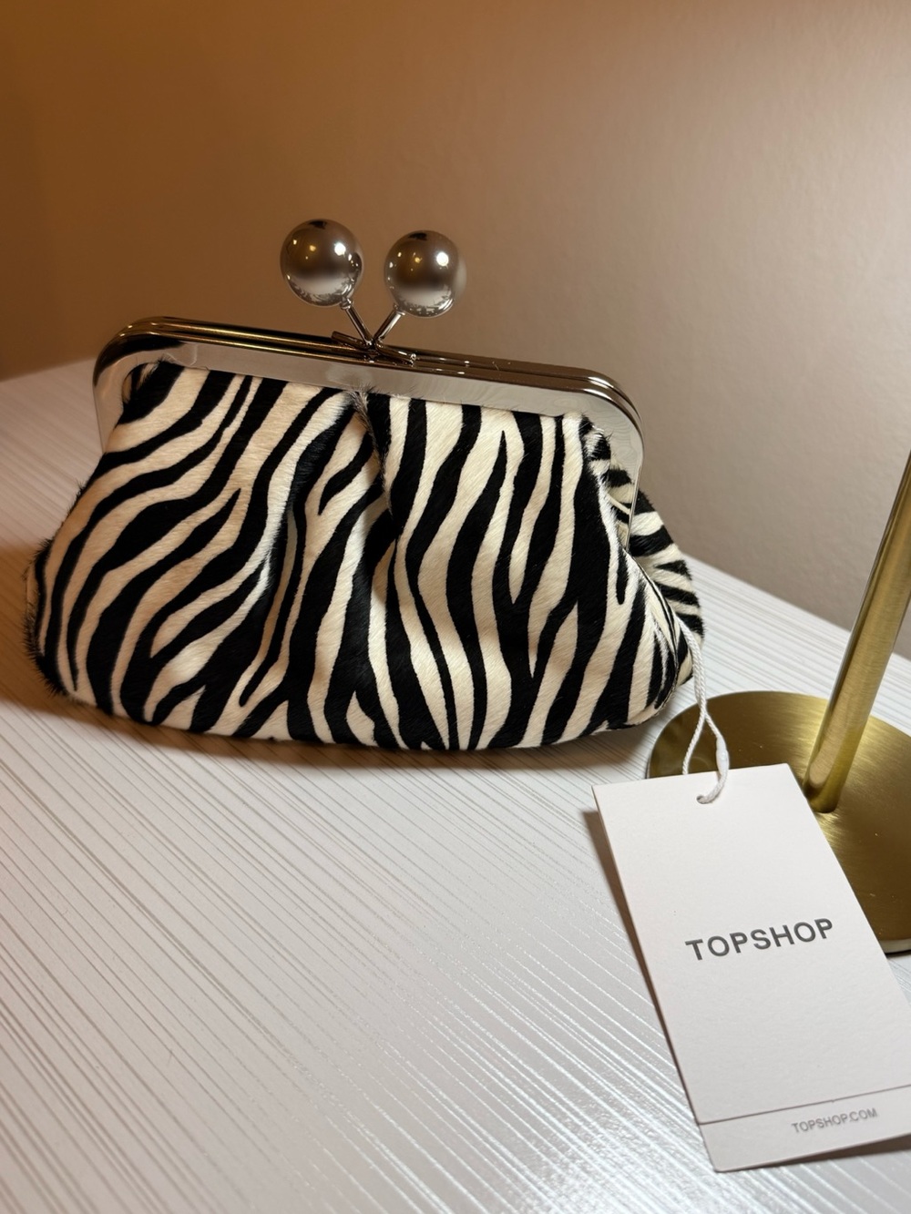 Topshop Mini Zebra Clutch Bag